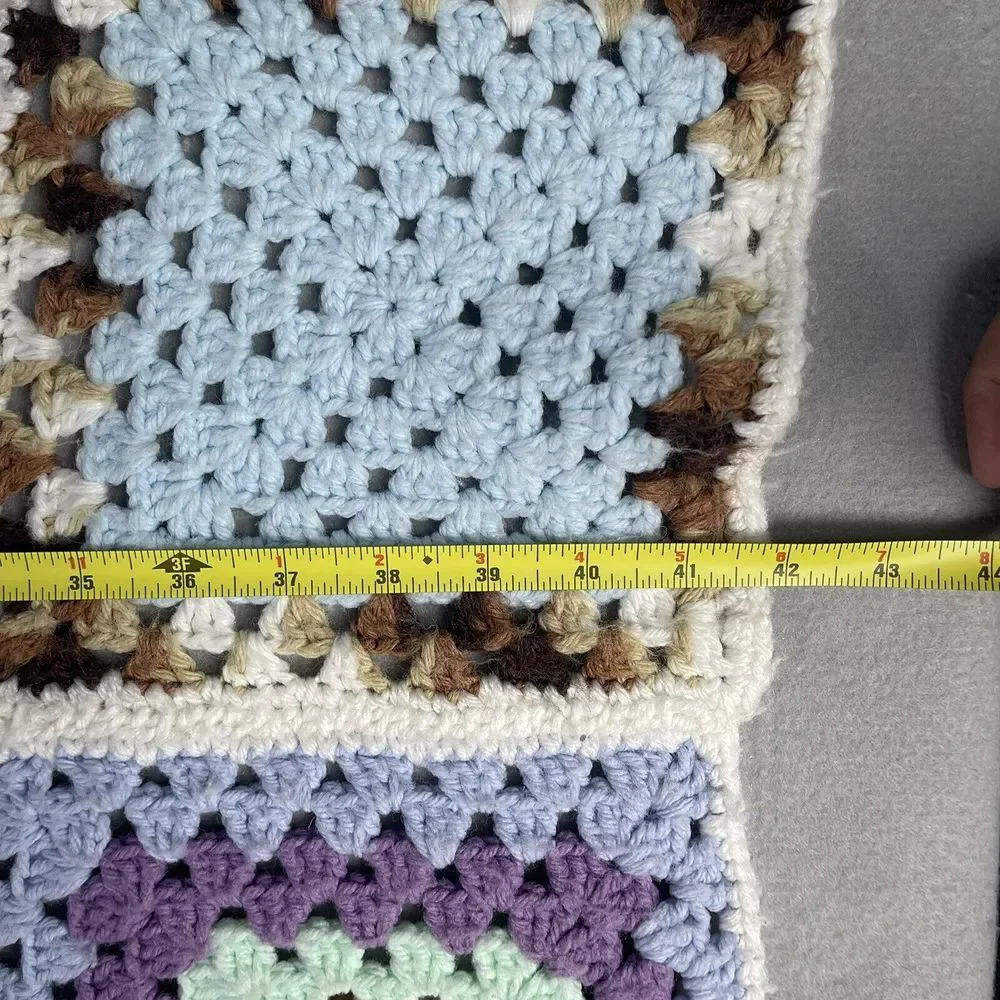 Grandma Squares‎ Afghan Lap Blanket App 48X48 Vintage Handmade Crochet knit